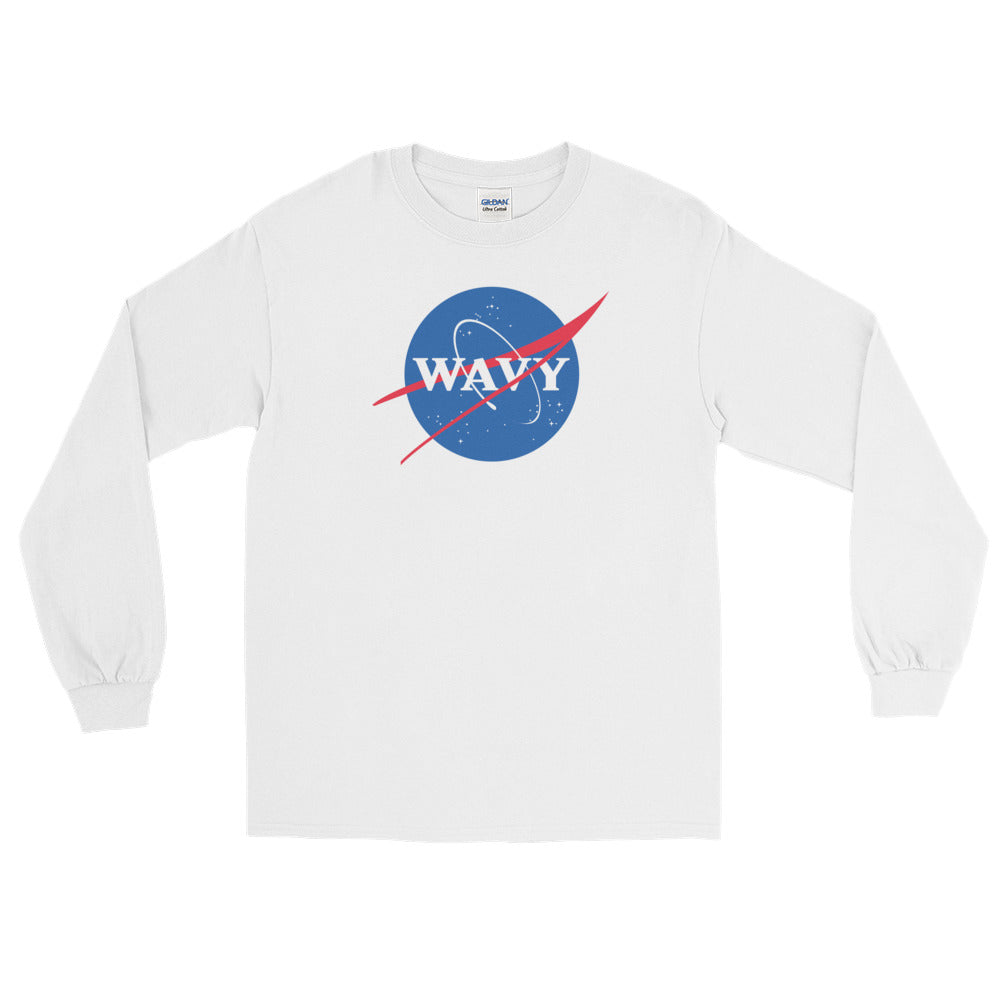 A.M. Nights (Mens Wavy Long Sleeve) (white)