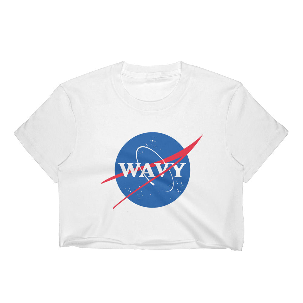A.M. Nights (Women's Wavy Crop Top) (white)